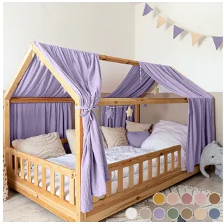 lilimaus Betthimmel Hausbett Himmel aus 100% Musselin-Baumwolle - in 12 Farben (1-tlg), Musselin Hausbett Himmel aus 100% Baumwolle, handgenäht lila 135 cm x 320 cm