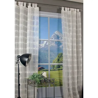 Gardine "Hallwylersee" Gr. 1, weiß, B:130cm H:245cm, Polyester, HOSSNER - ART OF HOME DECO, Gardinen, Schlaufenschal im besonderen Design