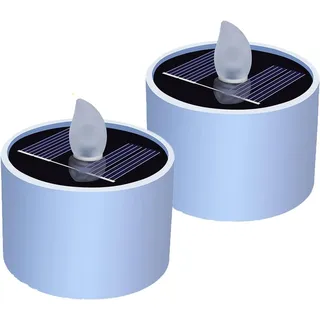 Yeehliny Solar Teelichter Außen Wasserdicht Wiederverwendbare LED Teelicht Kerzen Kerzenlichter Kerzenlampe für Camping Laterne Garten Hochzeit Festival Dekoration (2 Stück)
