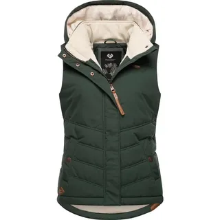 Ragwear Steppweste Hesty Wasserdichte Outdoor-Weste mit abnehmbarer Kapuze grün XL (42)
