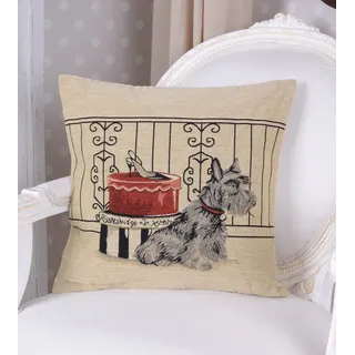 Vintage Kissen Terrier Dekokissen Gobelin Kissenbezug Zierkissen Hund kdk007 Palazzo Exclusiv