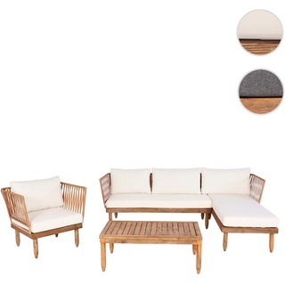 Garten-Garnitur HWC-L29, Garnitur Sitzgruppe Lounge-Set Sofa, Akazie Holz MVG-zertifiziert ~ creme-wei√ü