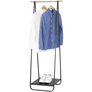 Kleiderständer Schwarz Für Schlafzimmer Garderobenständer Schmal Metall Kleiderstange Mit Metallablagen Ca.54x45x141cm(bxtxh) - Woltu
