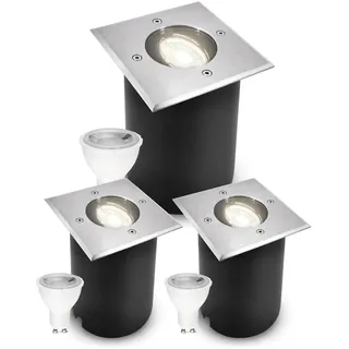 SSC-LUXon JUAVI Bodeneinbaustrahler 3x eckig IP67 GU10 dimmbar neutralweiß