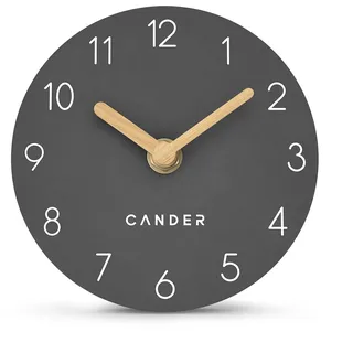 Cander Berlin MNU 2612 A Tischuhr lautlos ohne Tickgeräusche 12 cm analog batteriebetrieben Vintage modern grau MDF