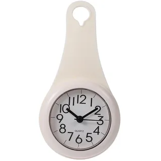 HOMSFOU Wanduhr Küchenuhr Badezimmer Wasserdicht Kleine Digitale Wanduhr Stille Home Decor Duschuhr mit Saugnapf Weiß