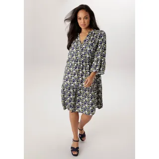 aniston plus Sommerkleid Punkte Blau/Weiß 48