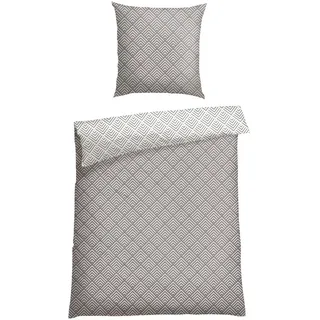 SCHIESSER Mabel abstraktes Muster Baumwolle Grau 135 x 200 cm + 80 x 80 cm