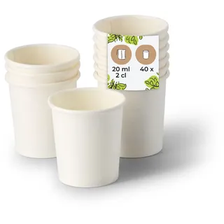 BIOZOYG Schnapsbecher aus Papier 40 Stück 20 ml weiß - Pappbecher Beschichtet Party Zubehör Einwegbecher Messen, Events, Verkostung