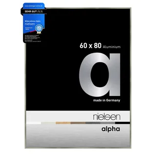 nielsen Bilderrahmen, 60 x 80 cm, Aluminium, Edelstahl matt, Posterrahmen zum Aufhängen im Hoch- & Querformat, Echtglas, Alpha