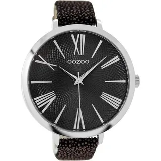 Oozoo Damenuhr mit Snake Look Lederband XXL 48 MM Schwarz/Schwarz Braun C9173
