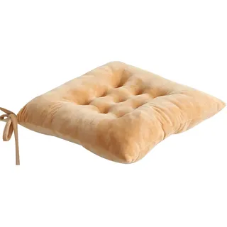 JLWM Sitzkissen Einfarbig Kristall Samt, Sitzauflage Plüsch PP Baumwolle Stuhlkissen Mit Krawatten Verdicken Für Essensstuhl Tatami-Gelb-42x42cm