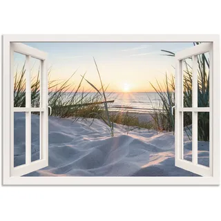 Wandbild ARTLAND "Ostseestrand durchs Fenster", beige (farbe bild(er): naturfarben), B:100cm H:70cm, Bilder, als Alubild, Leinwandbild, Poster, Wandaufkleber in verschied. Größen