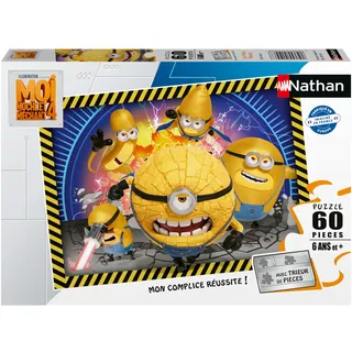 NATHAN - Kinderpuzzle - 60 Teile - The Mega Minions - Ich - Einfach unverbesserlich 4 - Mädchen oder Junge ab 6 Jahren - Hochwertiges Puzzle - Dicker und haltbarer Karton - Adventure - 12001096