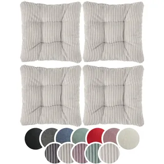 sleepling 4er Set Stuhlkissen 38x38cm, Sitzkissen Stuhl Bank, Cord Beige | Weicher Möbelstoff 38 x 38 cm, Indoor & Outdoor, Made in EU, OEKO-Tex, Waschbar bis 30 Grad, 4 Stück