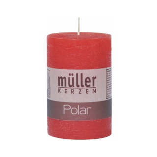 Müller Kerzen Polar Stumpenkerzen 90/58 mm, Raureif-Effekt 5460906244 , 1 Packung = 6 Stück, rot