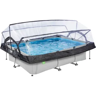 EXIT TOYS Soft Grey Pool 300 x 200 x 65 cm inkl. Filterpumpe und Abdeckung