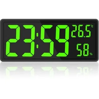 Große Digitale Wanduhr Mit Temperatur- Und Luftfeuchtigkeitsanzeige, Digitale Wanduhr Mit Led-ziffern Für Schlafzimmer Und Büro, Gut Lesbar Auch Für Ältere Menschen.
