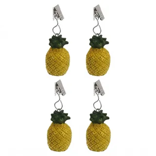 MIK funshopping 4er Set Tischdeckenbeschwerer mit Klemmkraft - Tischdecken-Gewichte - Ideal für den gedeckten Tisch (Ananas)