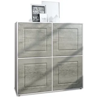 Möbelhandel Klipenstein Highboard NOAH V2, Kommode Schrank Landhaus, Korpus Weiß matt