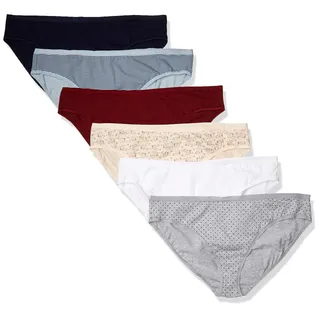 Amazon Essentials Damen Bikini-Unterhosen aus Baumwolle (in Übergröße erhältlich), 6er Pack, Mehrfarbig/Floral/Punkte/Streifen, 5XL Große Größen