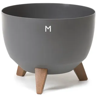 MELTOM Blumentopf mit Füßen aus Kunststoff Schale Rund mit Einsatz Kräutertopf (Anthrazit, M - 29 cm)