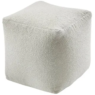 Kobolo Sitzwürfel Sitzpouf Pouf LOTUS aus Wolle - in Boucleoptik - (1 Stück) weiß
