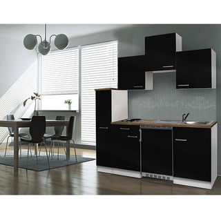 RESPEKTA Singleküche »KB180WWC«, mit E-Geräten, Gesamtbreite: 180 cm - schwarz