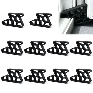 MANICAF 10 Stück Fensterstopper Schwarz, PVC Fensterkeile gegen Zuschlagen | Keilförmiger PVC-Fensterstopper ohne Bohren; 10 Stück in Schwarz, je 8,9 x 5,3 cm, für passende Tür- und Fensterspalten.