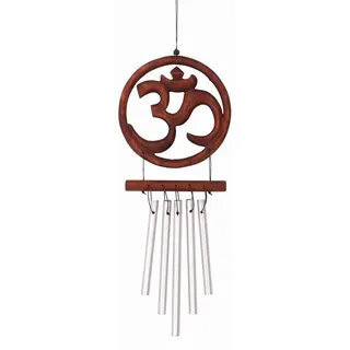 Aluminium Klangspiel, Windspiel mit Kokosholz - OM, Braun, Aluminium,Holz, 40*11*1 cm, Windspiele & Klangspiele