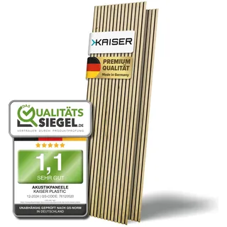 KAISER plastic® Akustikpaneele | Farbe: Eiche | Wandpaneele in verschiedenen Formaten | Deko Wohnzimmer | Wanddeko in Holz | Akustik Paneele Wand | Lamellenwand (120 x 60 cm - 1STK)