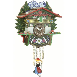ISDD Cuckoo Clock Kuckulino Schwarzwalduhr Schweizerhaus mit Quarzwerk und Kuckuckruf