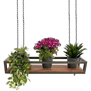 Hängendes Deckenregal FLOWERS 95 cm BRAUN mit Ketten für Blumen Vertikaler Flaschenhalter aus Glas für den Garten, Bar, Küche von Yelloo