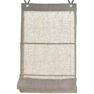 Kutti Raffrollo Metis, mit Hakenaufhängung, ohne Bohren, einfarbig, blickdicht, 100% Leinen, mit Edelstahlhaken, pflegeleicht beige 45 cm x 140 cm