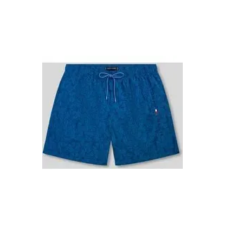 Regular Fit Badehose mit Logo Print, Dunkelblau, L
