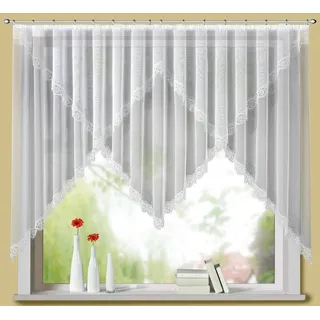 Stickereien Plauen Gardine Sahra, Kräuselband (1 St), transparent, veredelt mit echter Plauener Spitze Stickerei weiß 300 cm x 125 cm