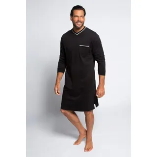 JP1880 Schlafanzug Nachthemd Homewear uni Langarm schwarz XXL
