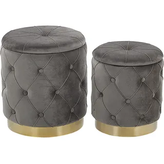Beliani Pouf mit Stauraum 2er Set Samt 0 x 0 x 0 cm Grau