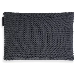 KNIT FACTORY - Vinz Kissen - Anthrazit - 60x40 cm | Sofakissen mit Füllung und Bezug - Couchkissen - Zierkissen - Grob gestrickter Dekokissen - Zeitloses Design