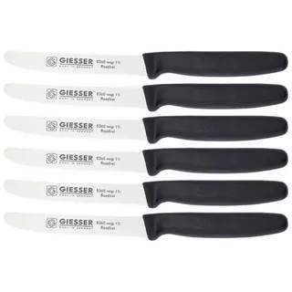 GIESSER Tomatenmesser Allzweckmesser Brötchenmesser 8365 wsp 11, Spülmaschinenfest, langlebig, 3 mm Wellenschliff extrem scharf schwarz