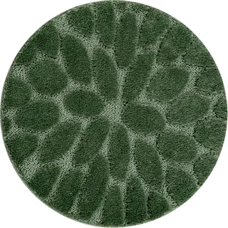 Badteppich Supreme Kreis Stones, Steine, Rutschfest, Weich – Grün Green Rotondo 50 Cm