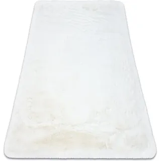 Moderner Waschteppich Teddy Shaggy, Plüschig, Sehr Dickes Antirutsch Elfenbein White 120x160 Cm
