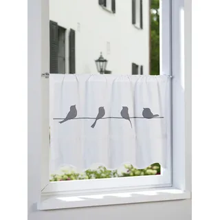 Heine Querbehang Stangendurchzug 100 x 60 cm Grau/Weiß 1 St.