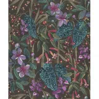 Rasch Textil Vliestapete Curiosity 10,05 m x 0,53 m 0 g Türkis/Lila/Schwarz 538236
