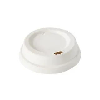 Domdeckel für Trinkbecher Papstar Pure Zero, mikrowellengeeignet, Ø 80 x H 25 mm, aus FSC®-zertifizierter Zuckerrohr-Pappe, cremefarben, 50 Stück