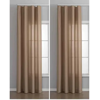 Gardinenbox Vorhang Cationic mit Wellenband »Wien« HxB 245x145 cm Taupe 1:2 Wellenband Bleibandabschluß Knitterarm Wellenfall 2025110 (Packung mit 2)
