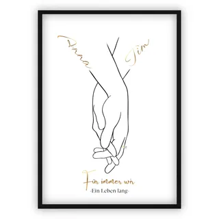 dockyardos® Personalisierbares Hand in Hand Poster „Für immer wir - Ein Leben lang“ | Geschenk für Paare, Freundin oder Frau | Individuelles Wandbild zum Jahrestag, Valentinstag & Geburtstag