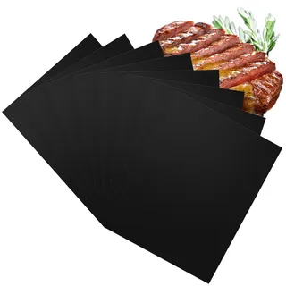 Relota 8pcs BBQ Grillmatte, Grillmatten Grill Matte Teflon Antihaft,40x33CM | für Gasgrill, Grillmatten Schwarz für Gasgrill Teflon Grillmatte für Holzkohlegrill, Grill, Backofen