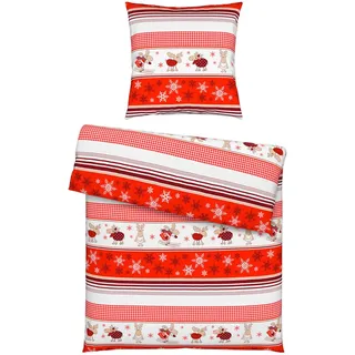 Esposa Bettwäsche, Rot, Weiß, Textil, Weihnachten, 135x200 cm, Textiles Vertrauen - Oeko-Tex®, atmungsaktiv, schadstoffgeprüft, Schlaftextilien, Bettwäsche, Bettwäsche, Flanell-Bettwäsche