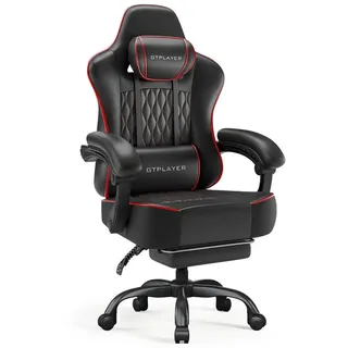 GTPLAYER Gaming Stuhl Kunstleder Schwarzrot